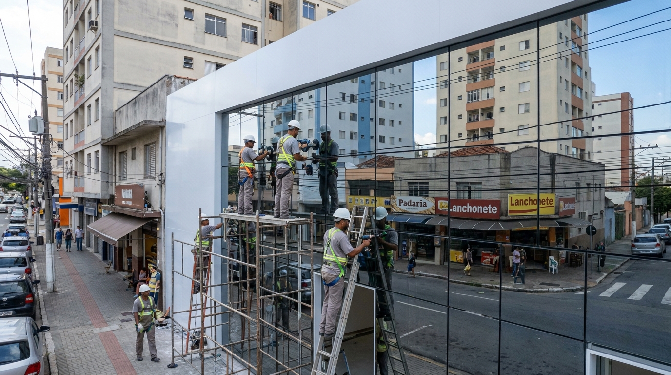 Fachada espelhada em esquina em Duque de Caxias-RJ